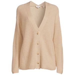 Vince Shaker Stitch V-Neck Wool and Cashmere Cardigan